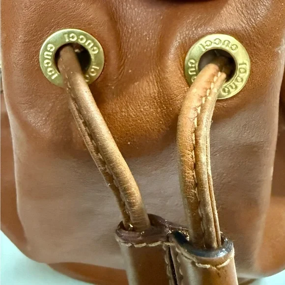 Brown Leather Drawstring Bag - Picture 2 of 13